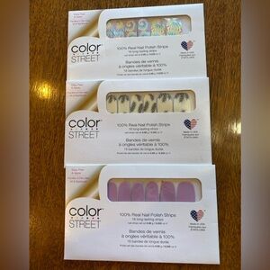 Color Street Polish Strips Tie Dye Rainbow, clear w/Black Palm leaves, Lavender